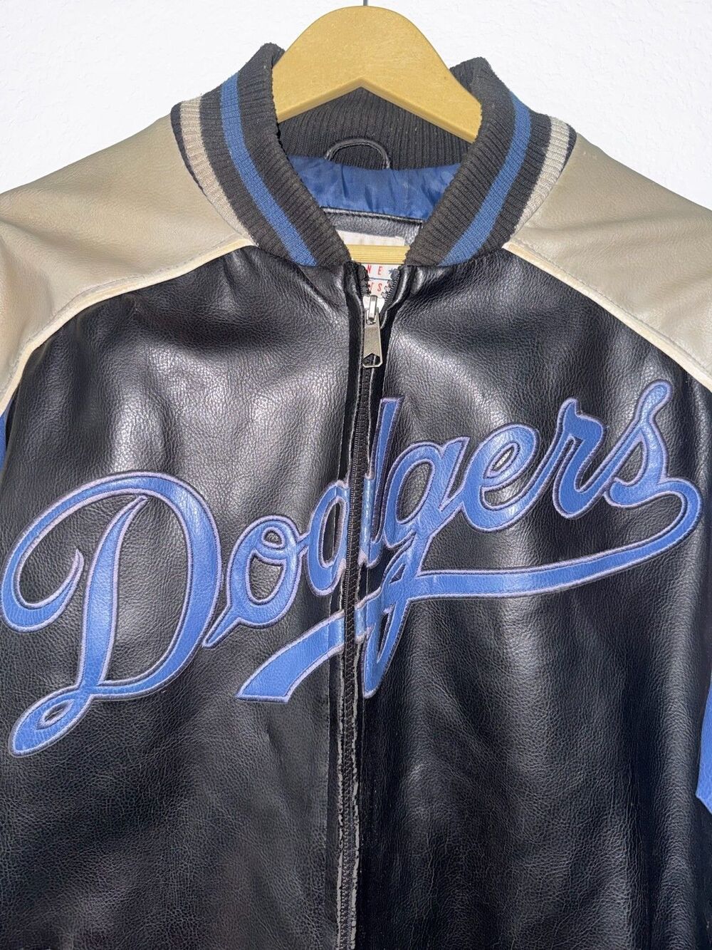 LA Dodgers Jacket Vintage Y2K Faux Leather Varsity MLB Genuine M
